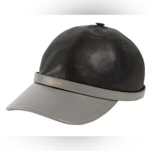 GUCCI Black and Gray Leather Cap NWT